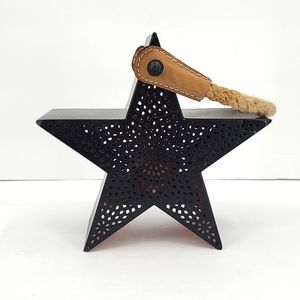 Hallmark black tan rope star illuminating tea light candle holder cowboy country